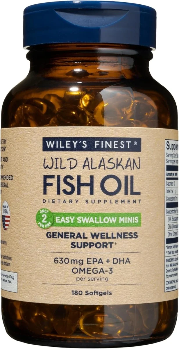 Wiley's Finest Wild Alaskan Fish Oil Easy Swallow Minis - 630 mg - 180 Softgels