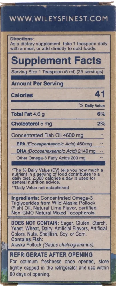 Wiley's Finest Wild Alaskan Fish Oil Summit DHA Lime - 4.23 fl oz