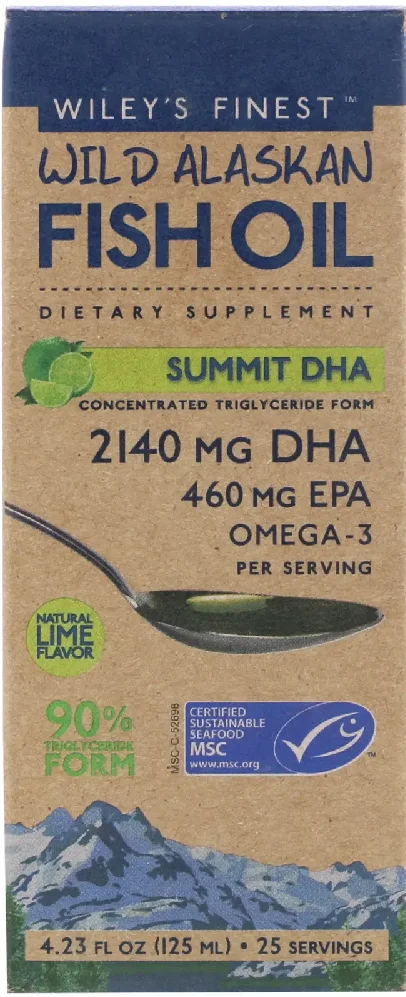 Wiley's Finest Wild Alaskan Fish Oil Summit DHA Lime - 4.23 fl oz