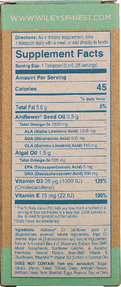 Wiley's Finest Catch Free Omega Full Spectrum Omega-3 Tropical Mango - 4.23 fl oz