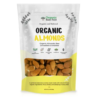 Organic Almonds, Raw, Unroasted & Unsalted | Non-GMO | Vegan | Gluten-Free - 7.5 oz