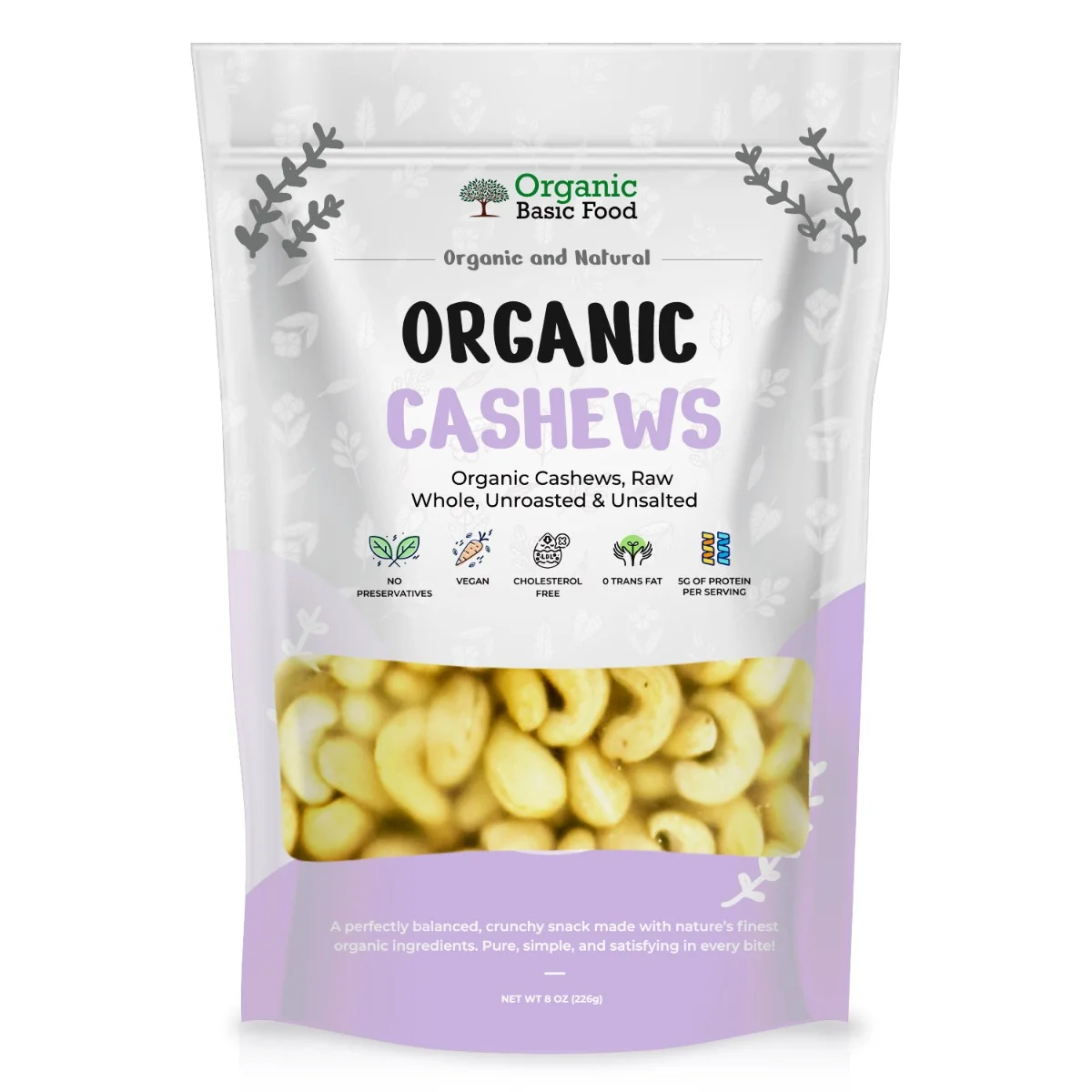 Organic Cashews, Raw, Whole | Non-GMO | Vegan | Gluten-Free - 8 oz
