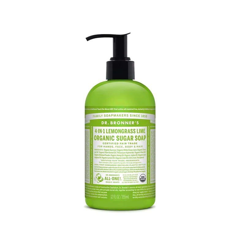 Dr. Bronner's Organic 4-in-1 Pump Soap Sugar Lemongrass Lime - 12 fl oz