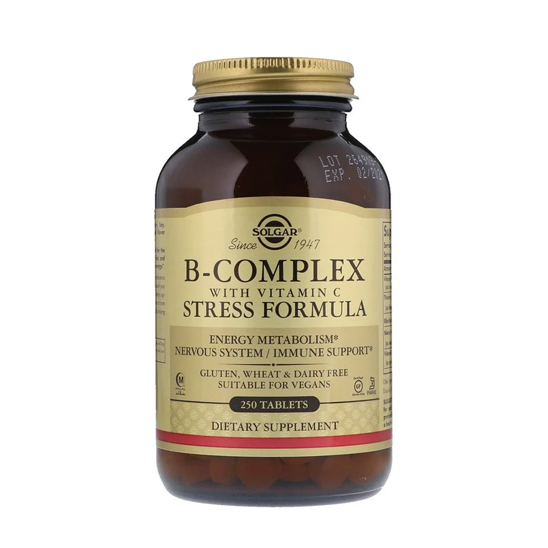 Solgar B-Complex with Vitamin C Stress Formula - 250 Tablets