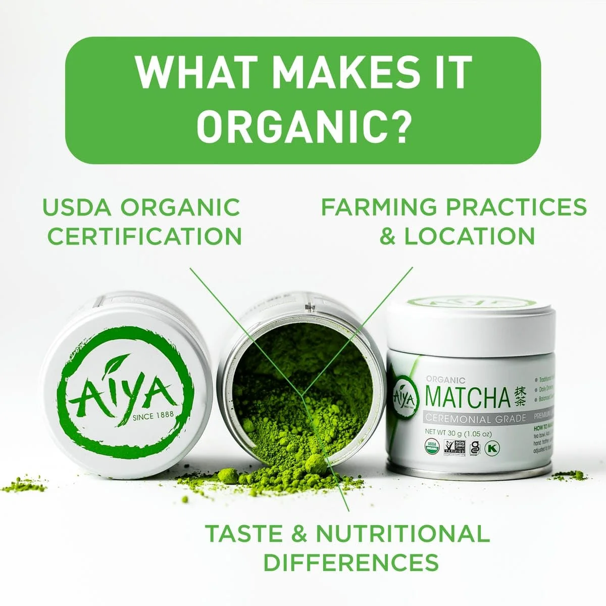 Aiya Organic Ceremonial Grade Matcha Powder