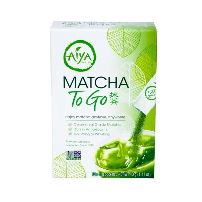 Aiya Matcha To Go Single Serve Packs, Ceremonial Grade Pure Matcha Green Tea