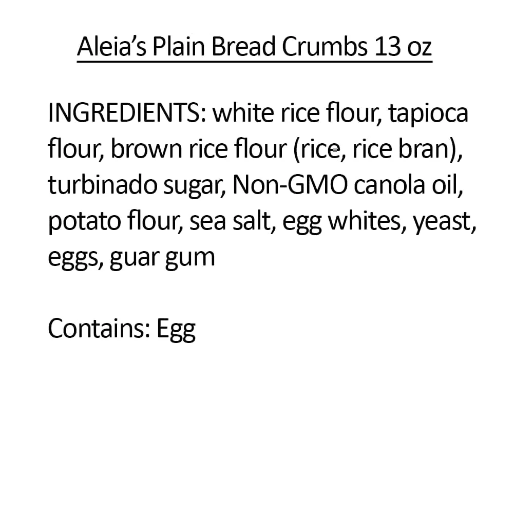 Aleia's Gluten Free Plain Bread Crumbs - 13 oz