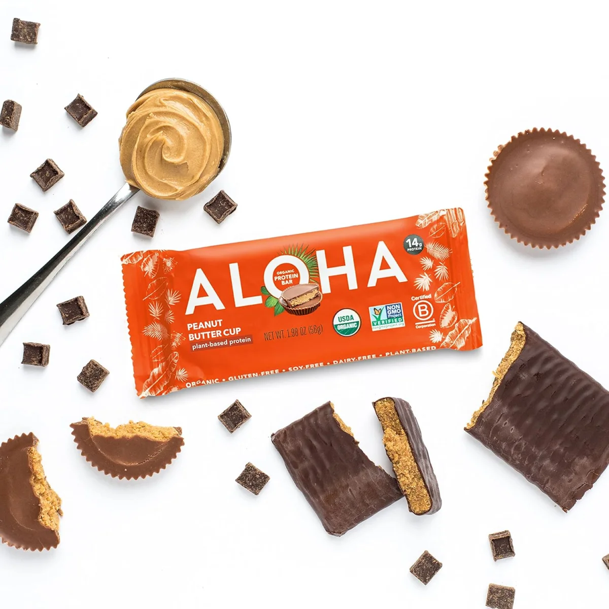 ALOHA Organic Plant Based Protein Bar, Peanut Butter Cup