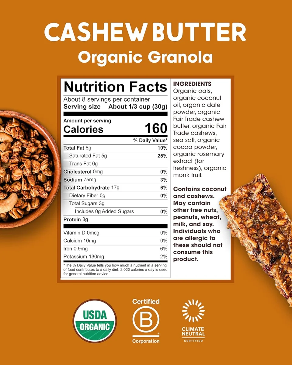 Alter Eco Organic No Added Sugar Granola, Cashew Butter - 8 oz