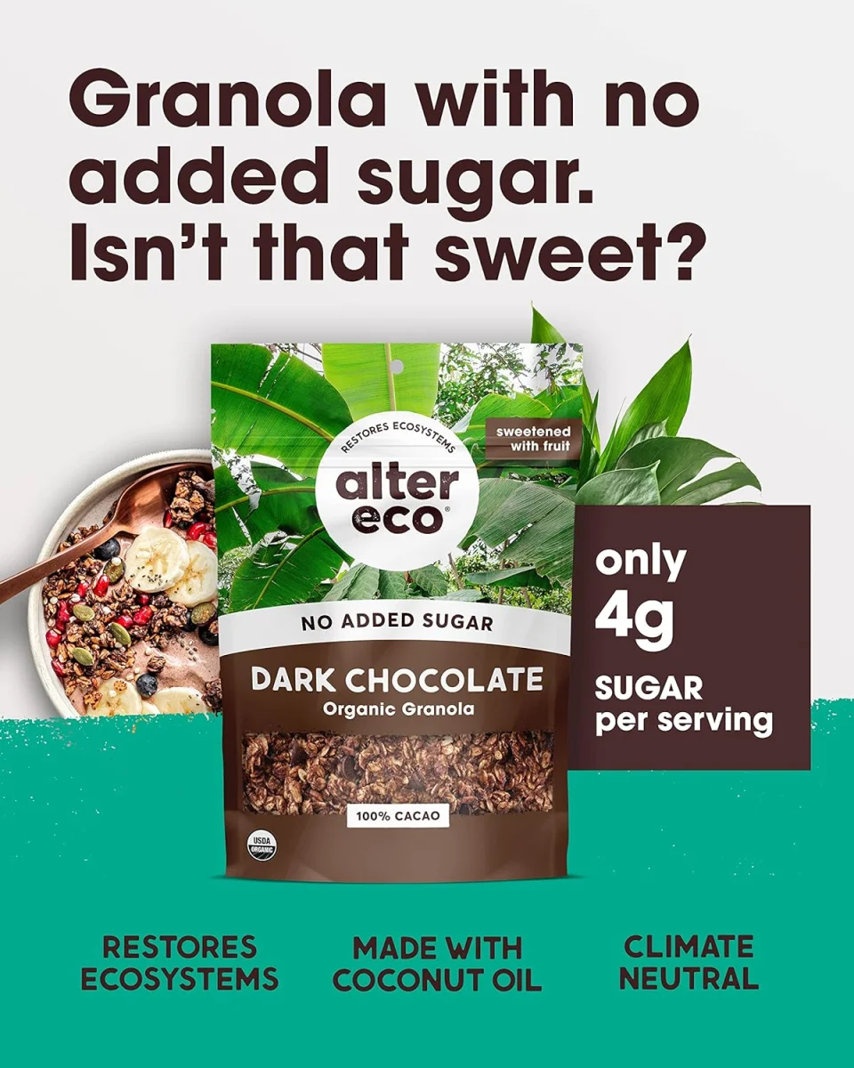 Alter Eco Organic No Added Sugar Granola, Dark Chocolate - 8 oz
