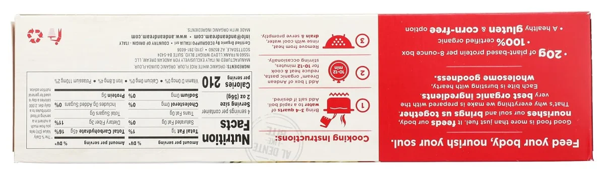 Andean Dream Organic Quinoa Pasta, Spaghetti - 8 oz