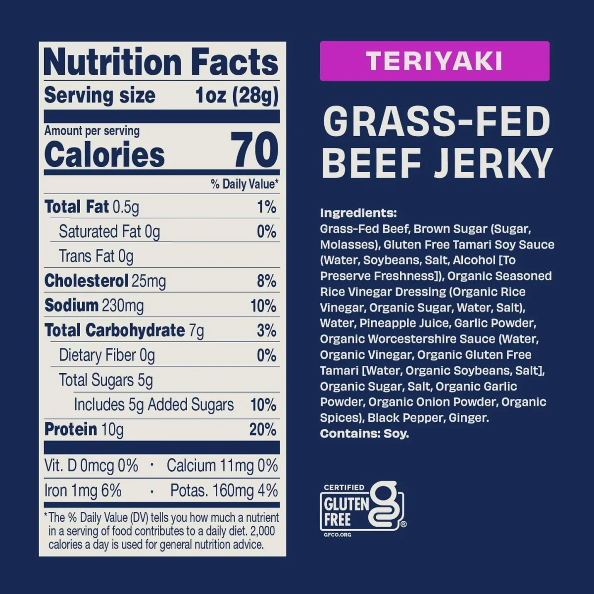 Country Archer Grass-Fed Beef Jerky, Teriyaki - 2.5 oz