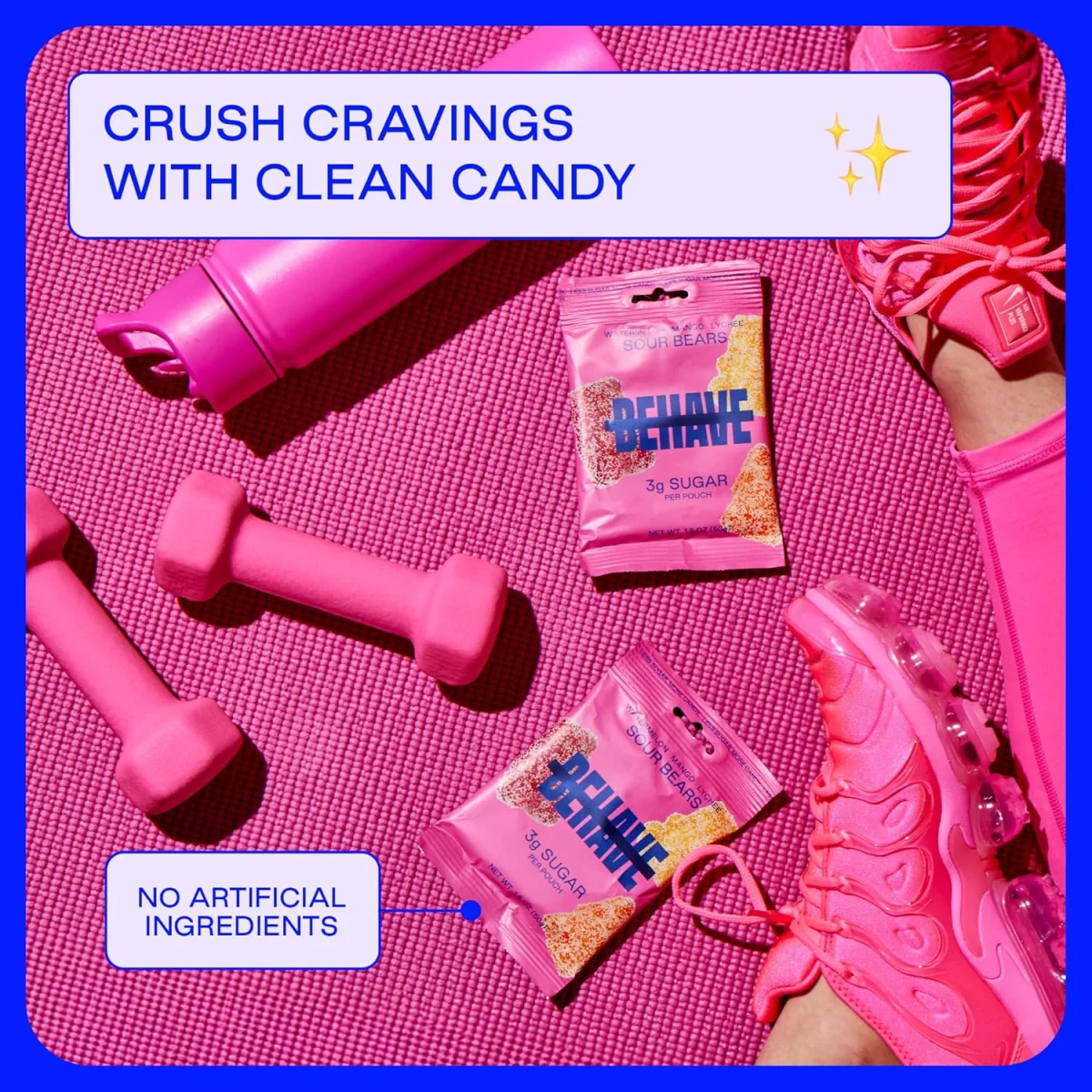 BEHAVE Low Sugar Gummy Candy, Sour Stars