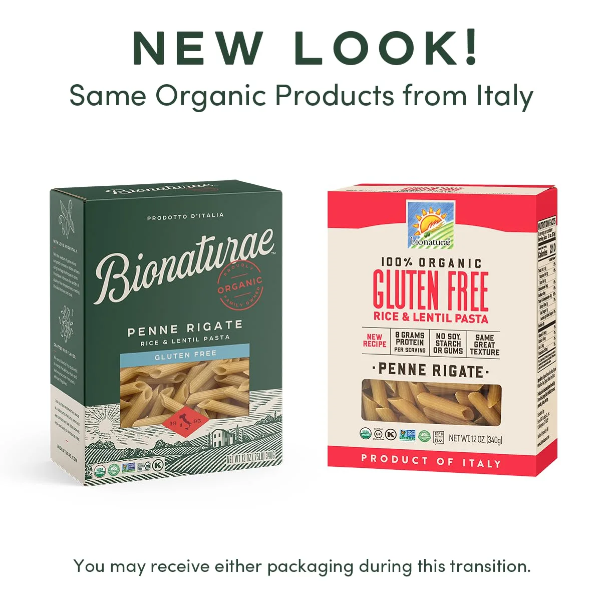 Bionaturae Organic Gluten Free Rice & Lentil Penne Rigate Pasta - 12 oz