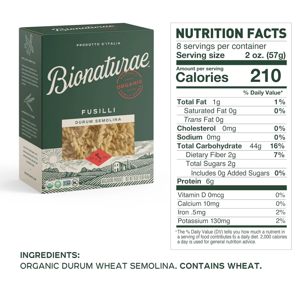 Bionaturae Organic 100% Durum Semolina Fusilli - 16 oz