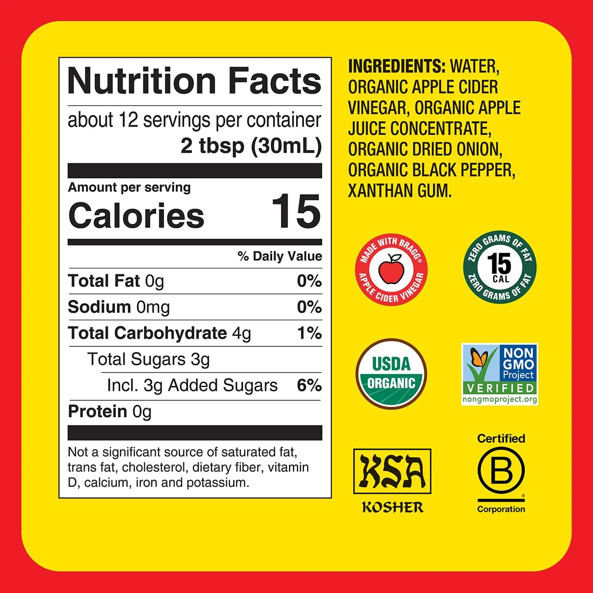 Bragg Organic Vinaigrette Salad Dressing and Marinade - 12 fl oz