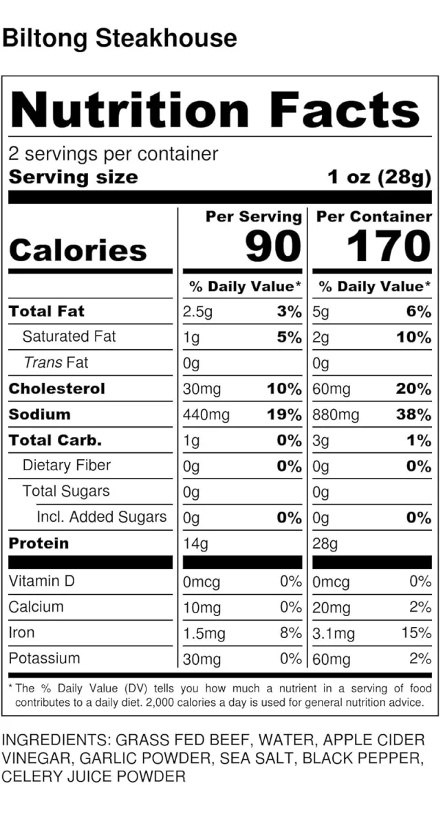 Brooklyn Biltong, Air Dried Grass Fed Beef Snack