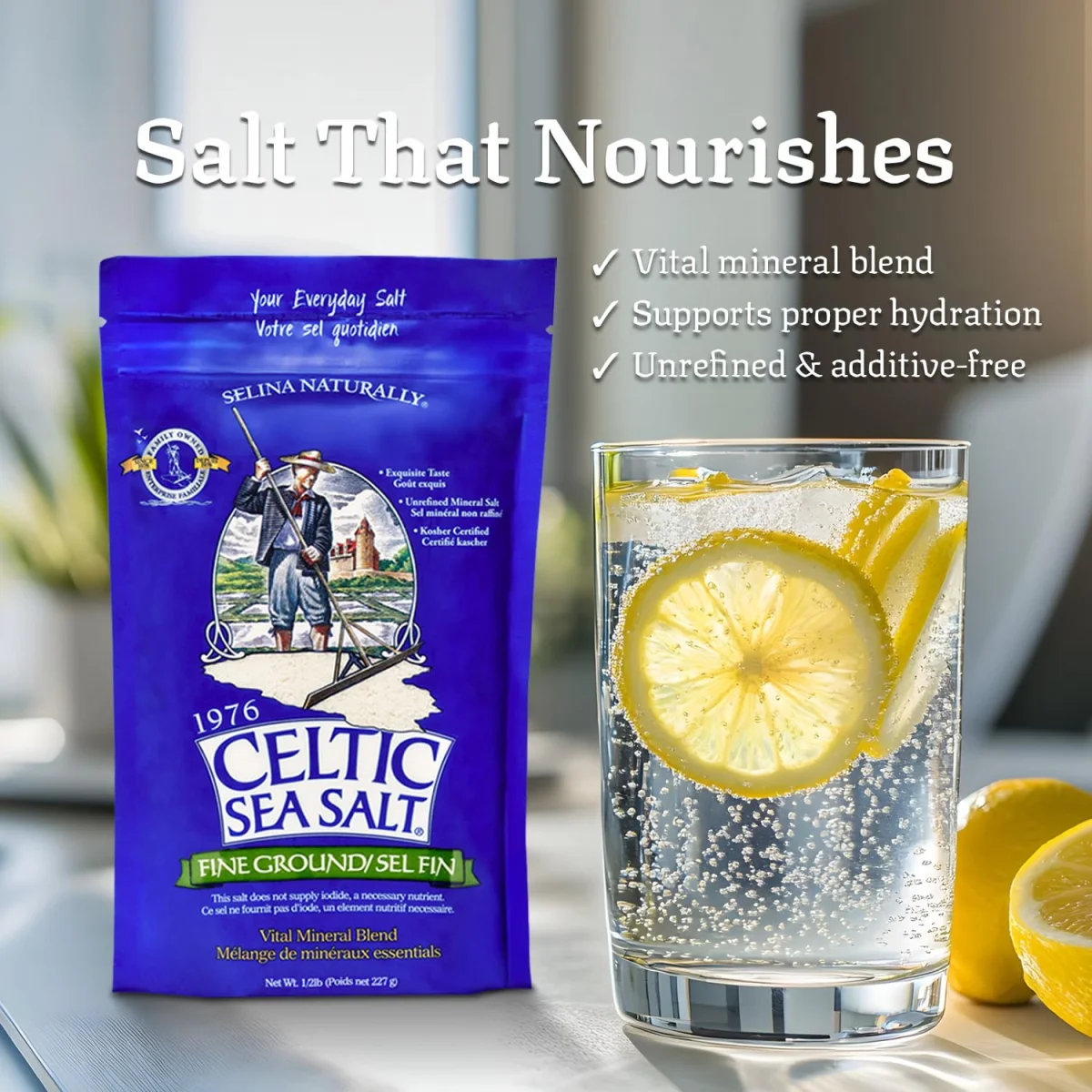 Selina Naturally Celtic Sea Salt, Fine Ground - 1 lb