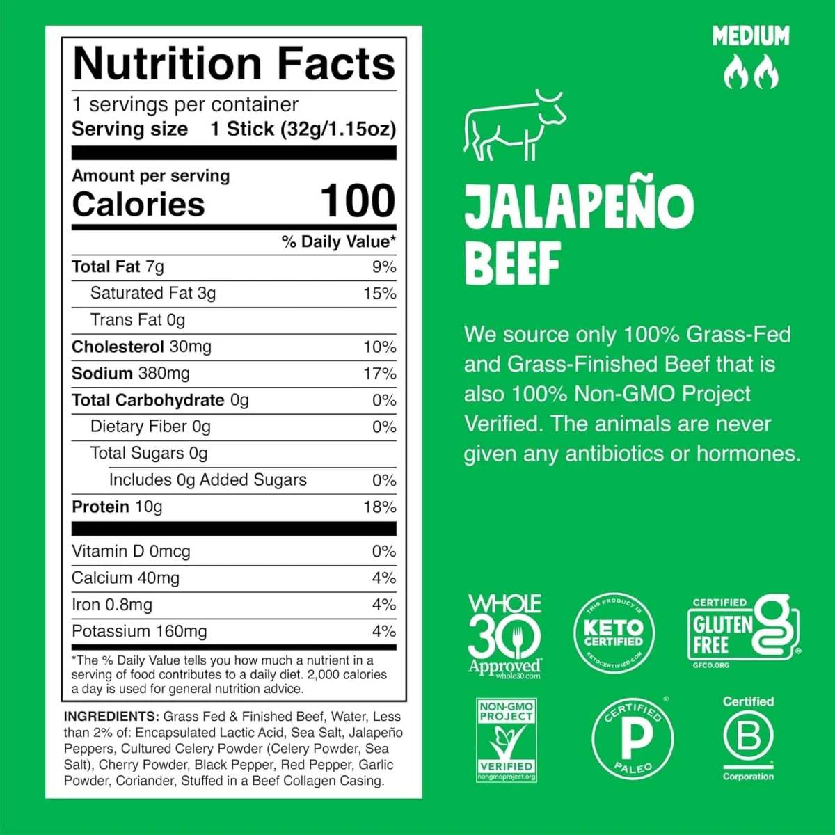 Chomps Jalapeno Beef Stick - 1.15 oz