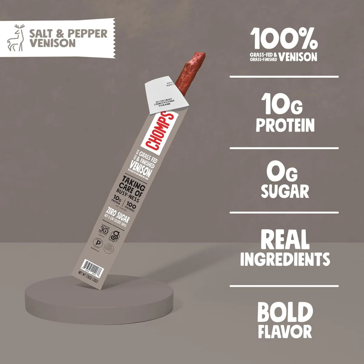 Chomps Venison Stick, Salt & Pepper Mild - 1.15 oz