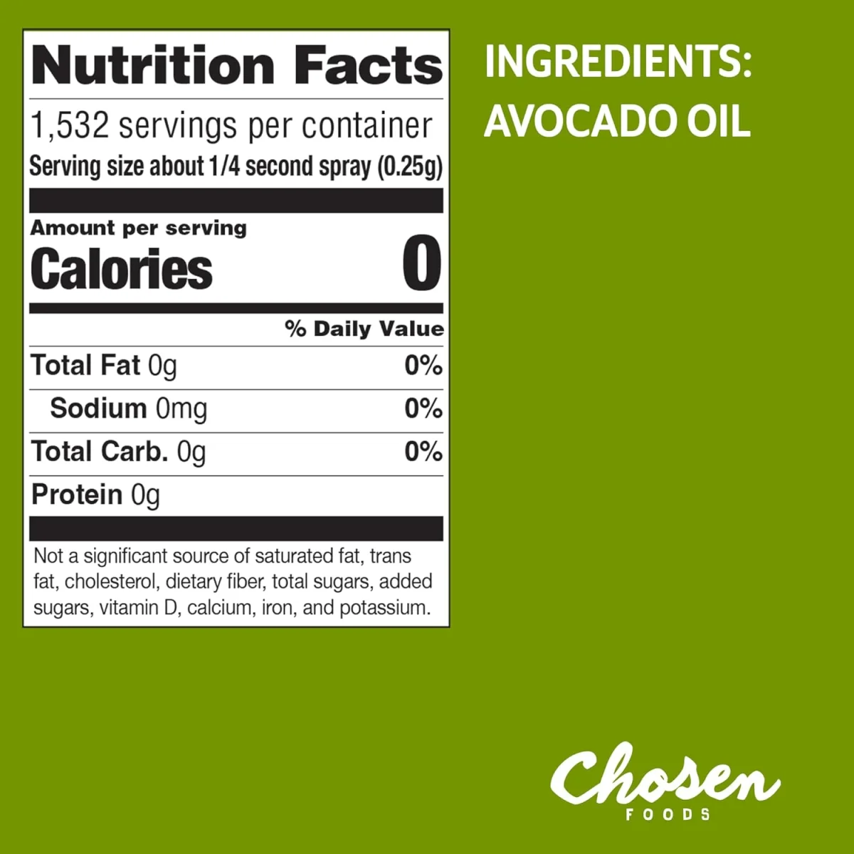 Chosen Foods 100% Pure Avocado Oil Spray, Non-GMO - 13.5 oz