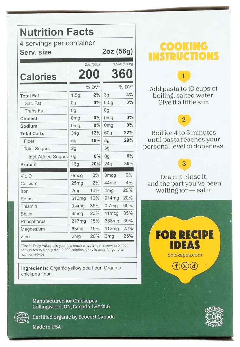 Chickapea Organic Elbows Pasta - 8 oz