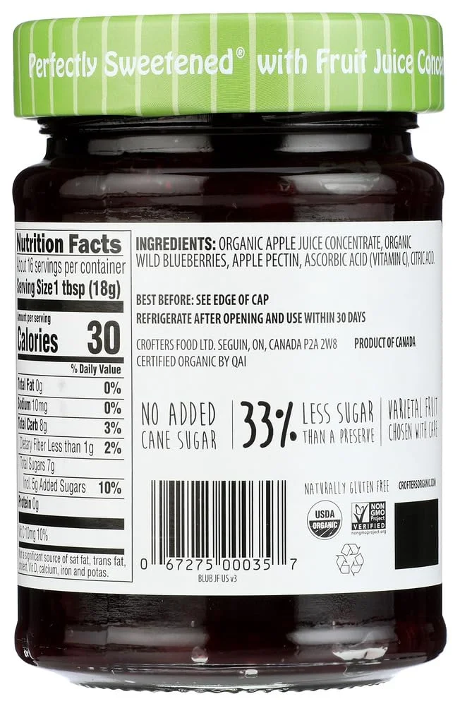 Crofters Organic Wild Blueberry Fruit Spread - 10 oz