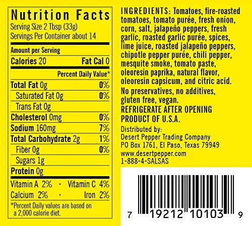 Desert Pepper Roasted Tomato Chipotle Corn Salsa, Medium - 16 oz