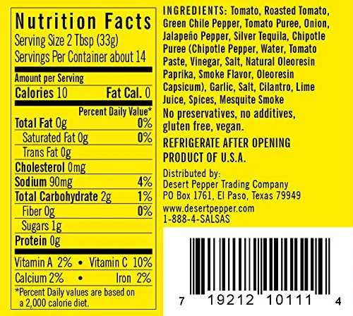 Desert Pepper Tequila Salsa, Medium Burn - 16 oz