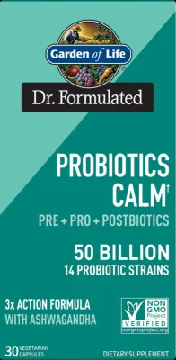 Garden of Life Dr. Formulated Probiotics Calm Pre + Pro + Postbiotics - 50 billion - 30 Vegetarian Capsules