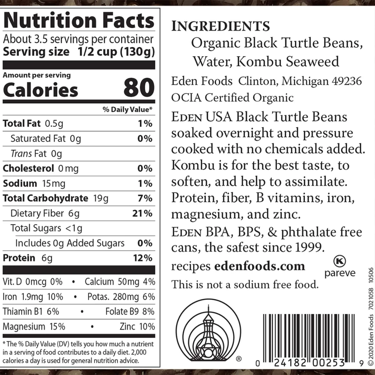 Eden Organic Black Beans - 15 oz