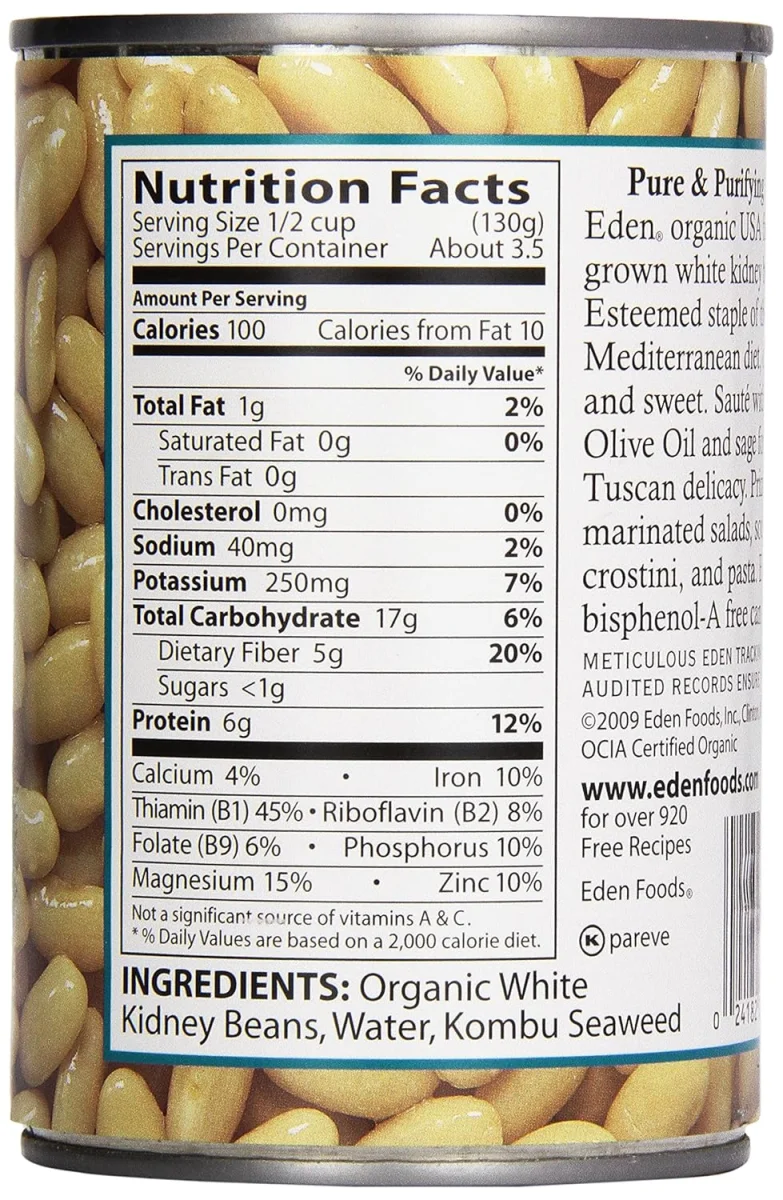 Eden Organic Cannellini White Kidney Beans, No Salt Added - 15 oz