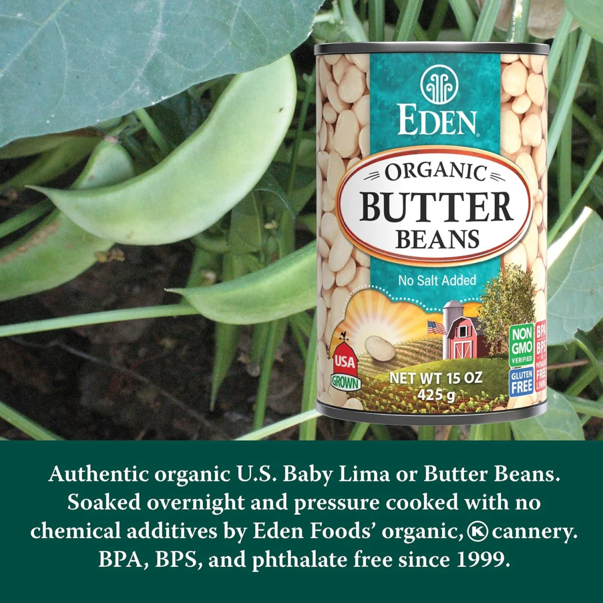 Eden Organic Butter Beans, No Salt Added - 15 oz