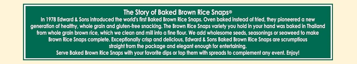 Edward & Sons Baked Brown Rice Snaps, Tamari Seaweed - 3.5 oz