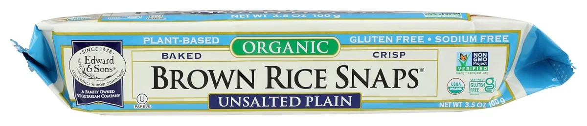 Edward & Sons Organic Brown Rice Snaps, Gluten Free Unsalted Plain - 3.5 oz
