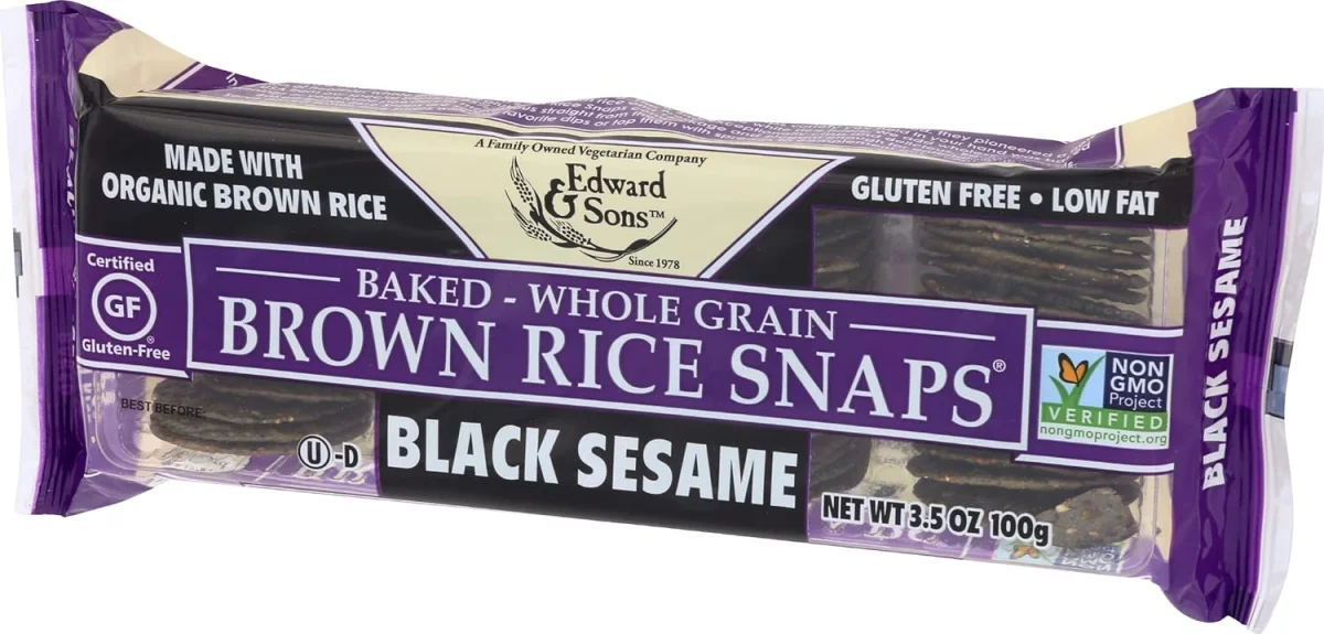 Edward & Sons Brown Rice Snaps, Gluten Free Black Sesame - 3.5 oz
