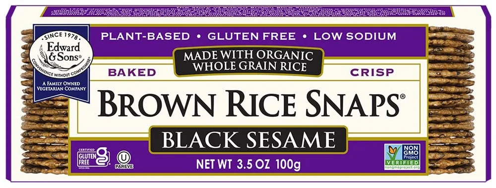 Edward & Sons Brown Rice Snaps, Gluten Free Black Sesame - 3.5 oz