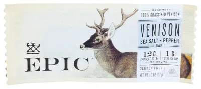 Epic Grass-Fed Venison Bar, Sea Salt & Pepper - 1.3 oz