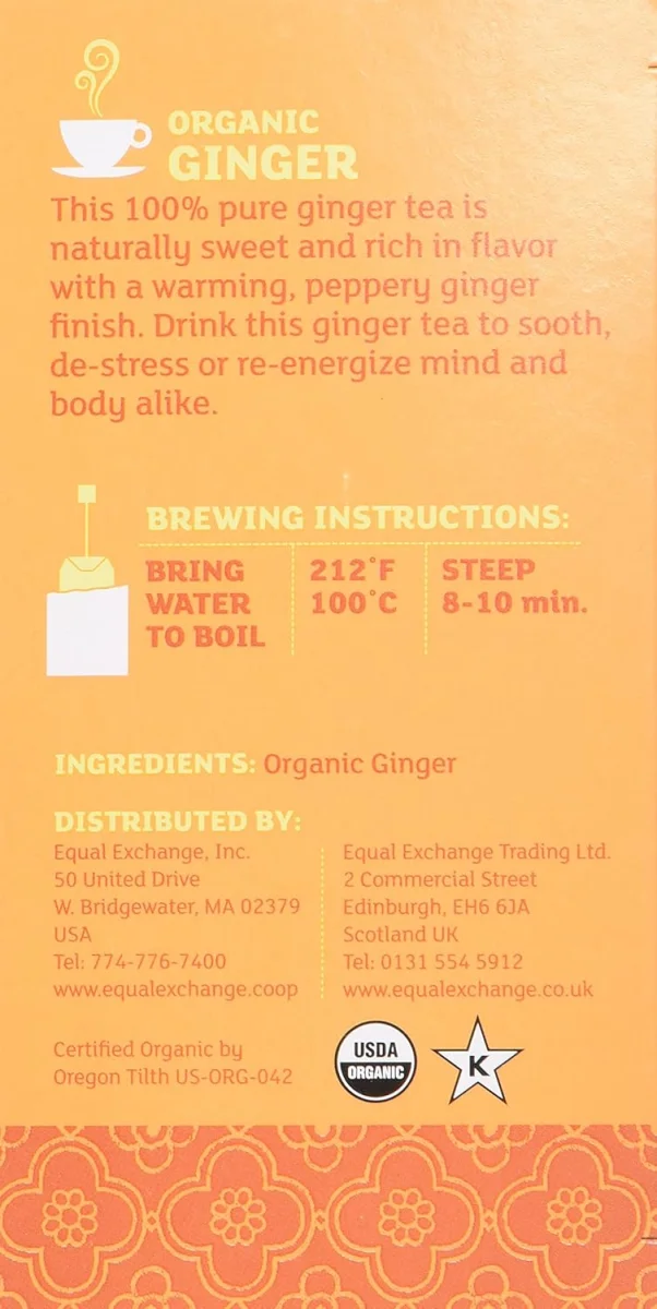 Equal Exchange Organic Ginger Herbal Tea, Caffeine Free - 20 Tea Bags