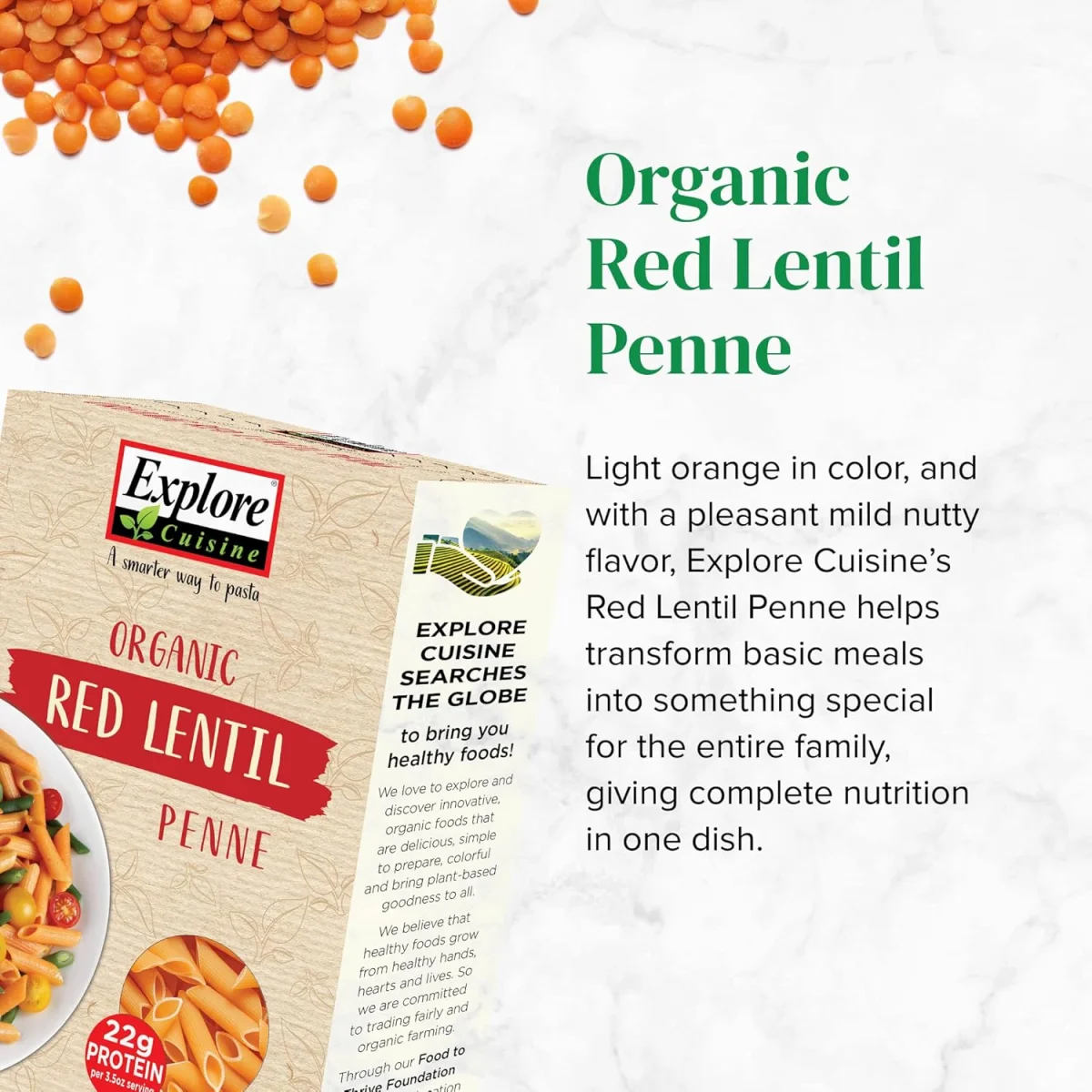 Explore Cuisine Organic Red Lentil Penne - 8 oz