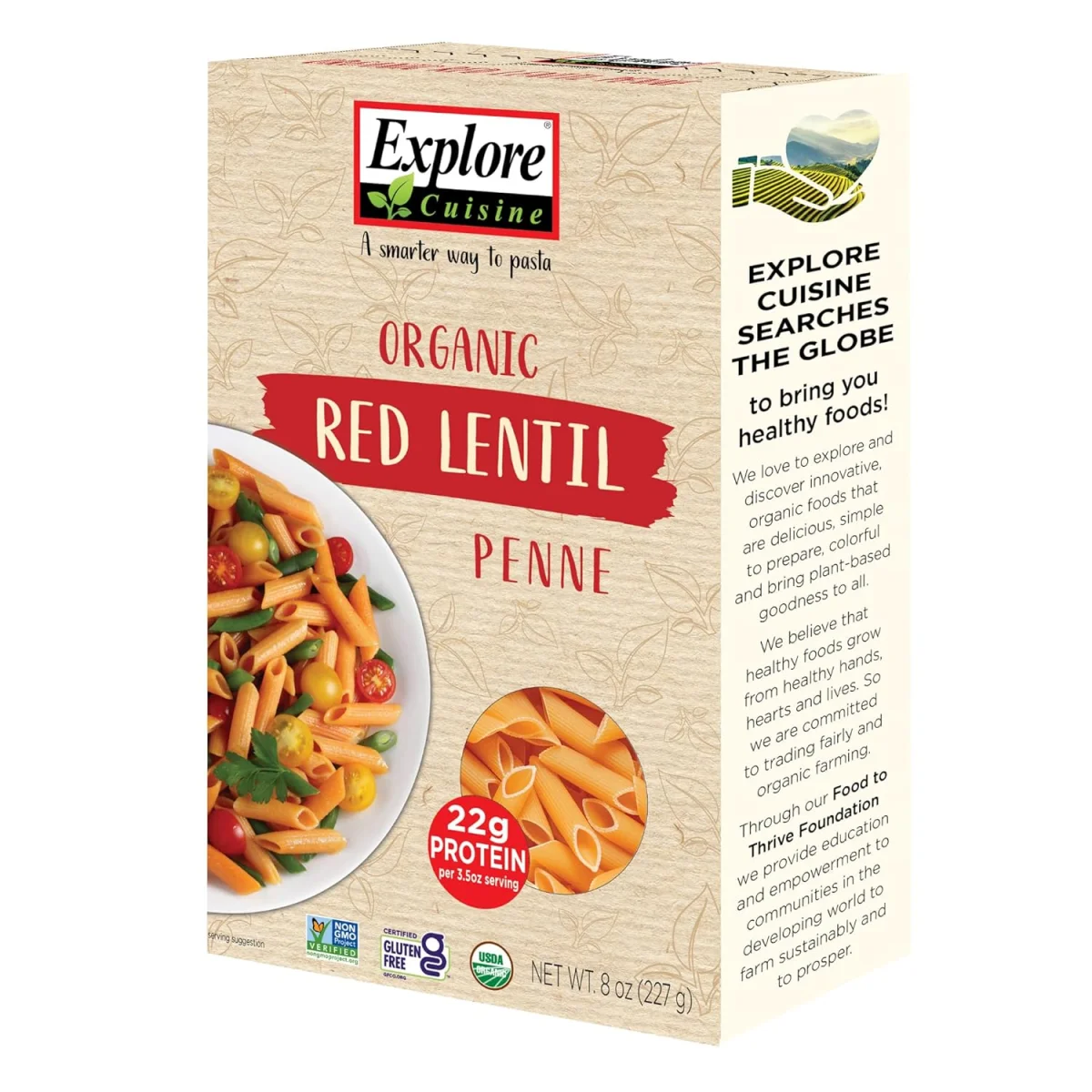 Explore Cuisine Organic Red Lentil Penne - 8 oz