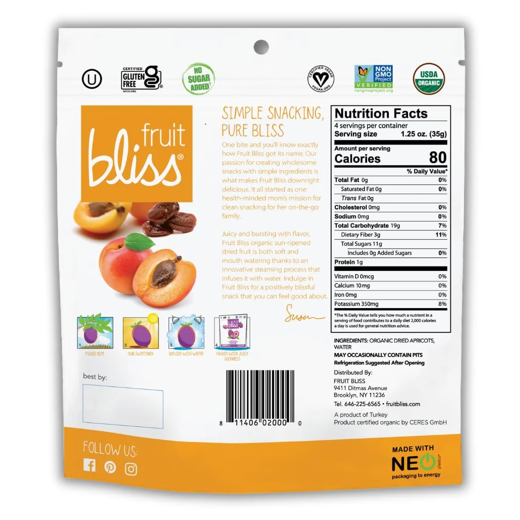 Fruit Bliss Organic Turkish Apricots - 5 oz