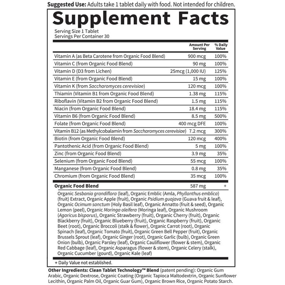 Garden of Life Organics Men's Once Daily Multivitamin - 30 Vegan Tablets