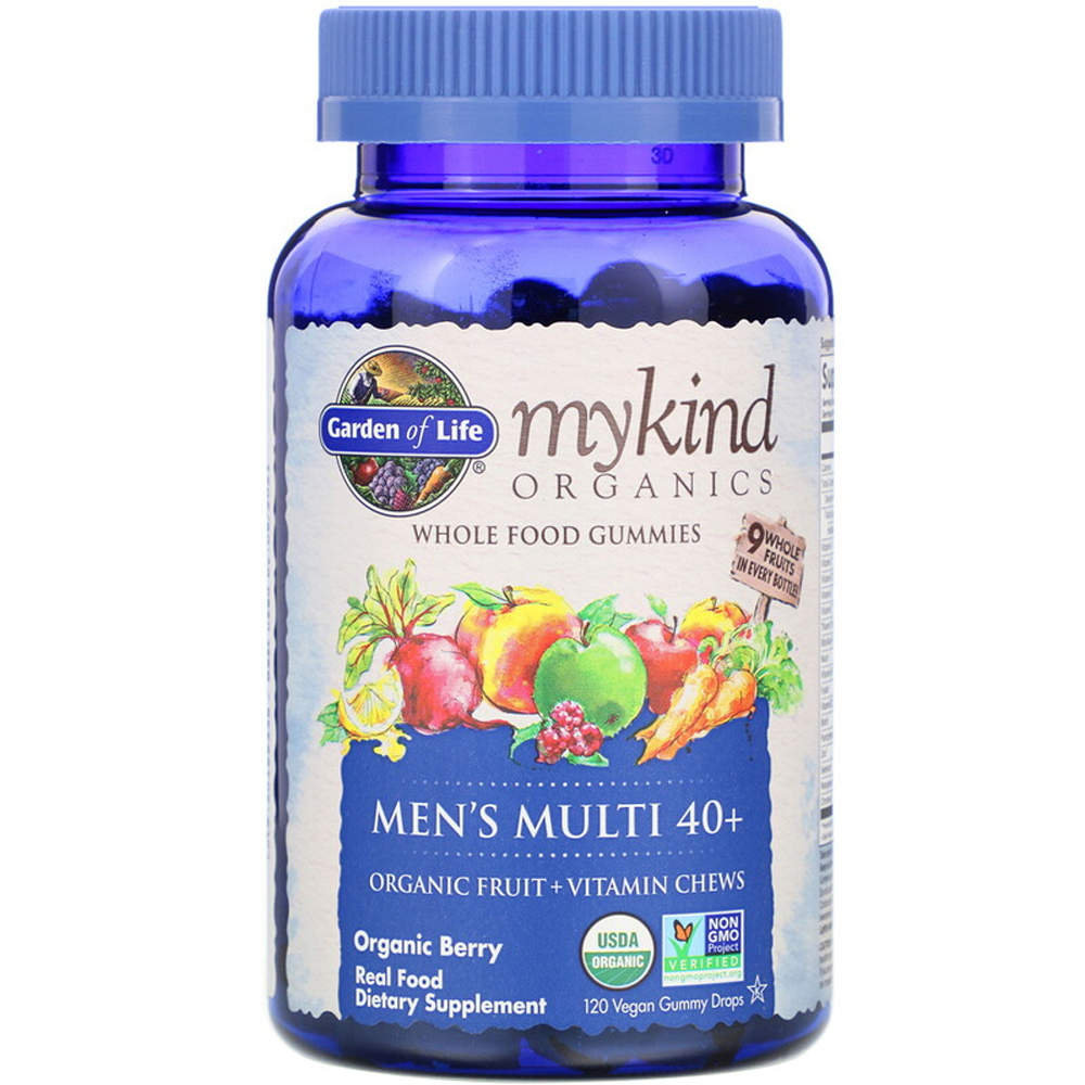 Garden of Life Organics Men's Multi 40 Plus Whole Food Gummies Organic Berry - 120 Vegan Gummy Drops
