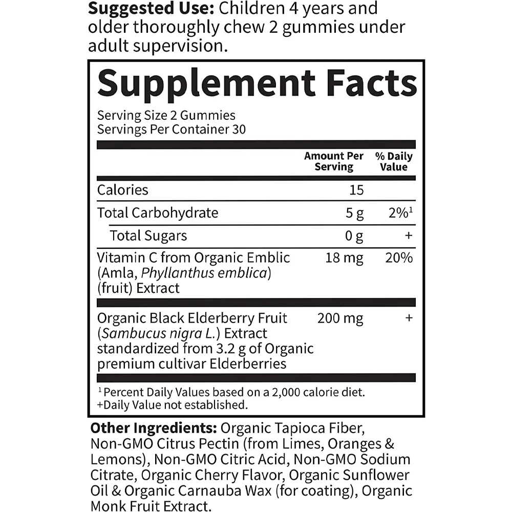 Garden of Life Kids Organic Elderberry with Vitamin C 60 Vegetarian Gummies