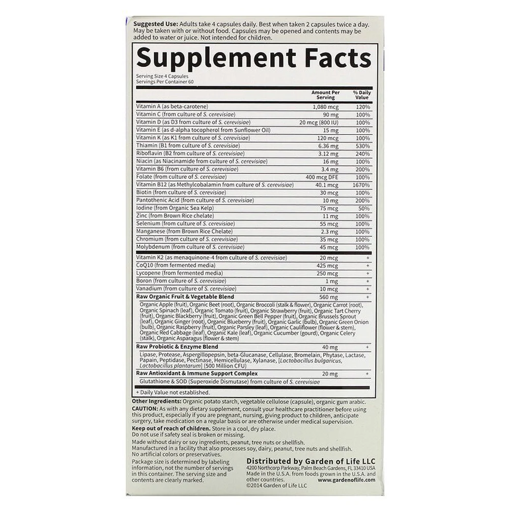 Garden of Life Vitamin Code® Men RAW - 240 Vegetarian Capsules