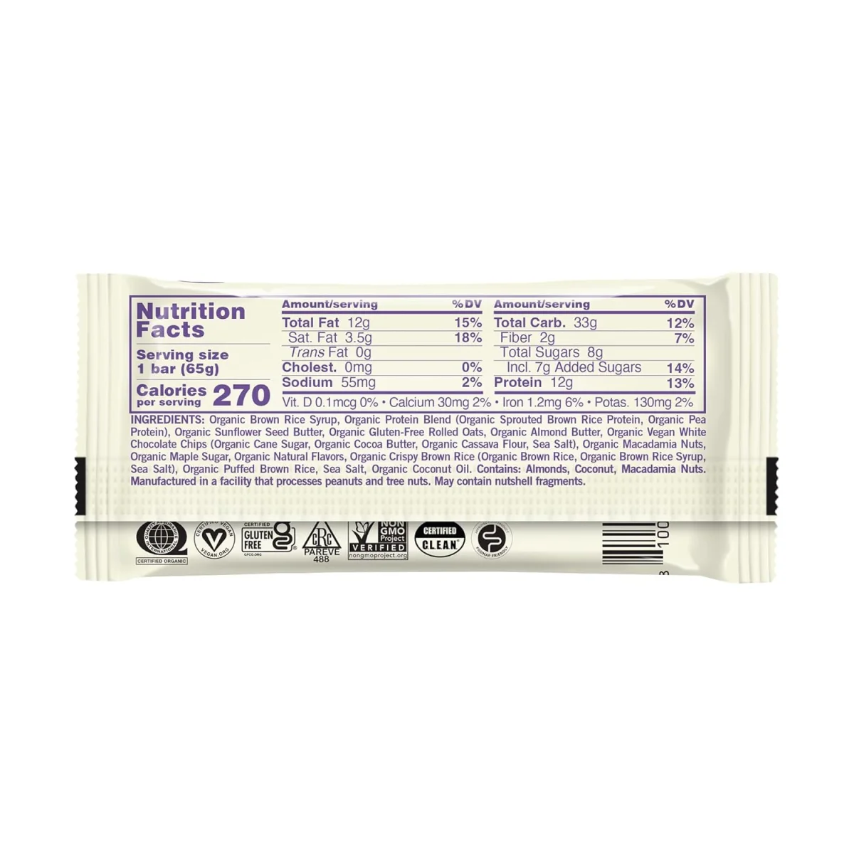 GoMacro MacroBar Organic Vegan Protein Bar, White Chocolate Macadamia - 2.4 oz