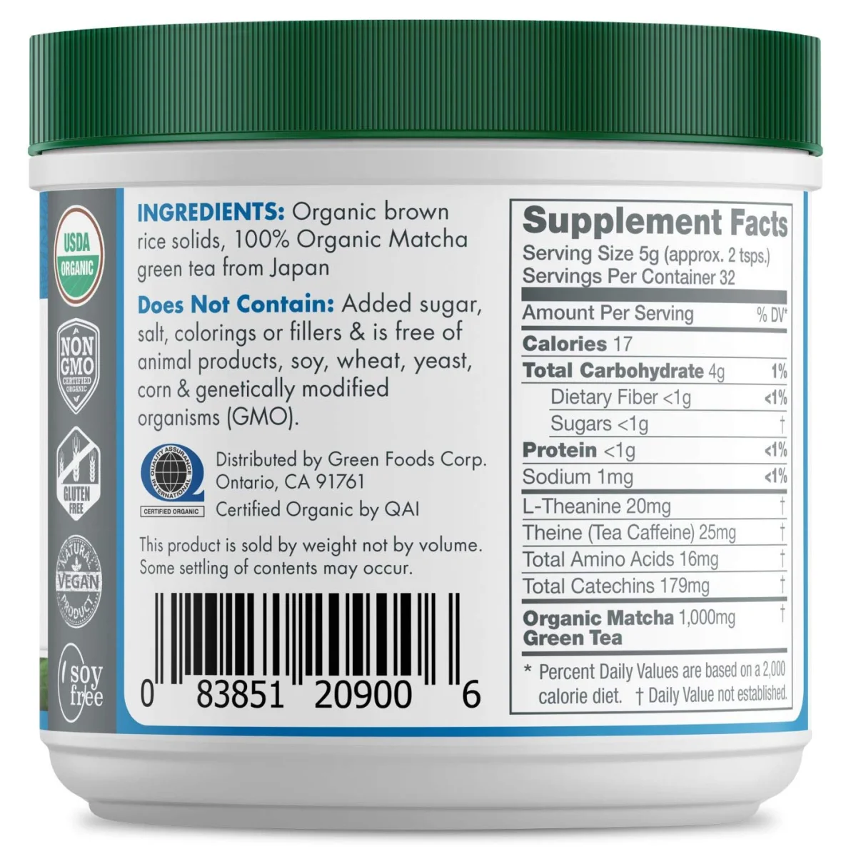 Green Foods Matcha Green Tea Energy Blend - 5.5 oz