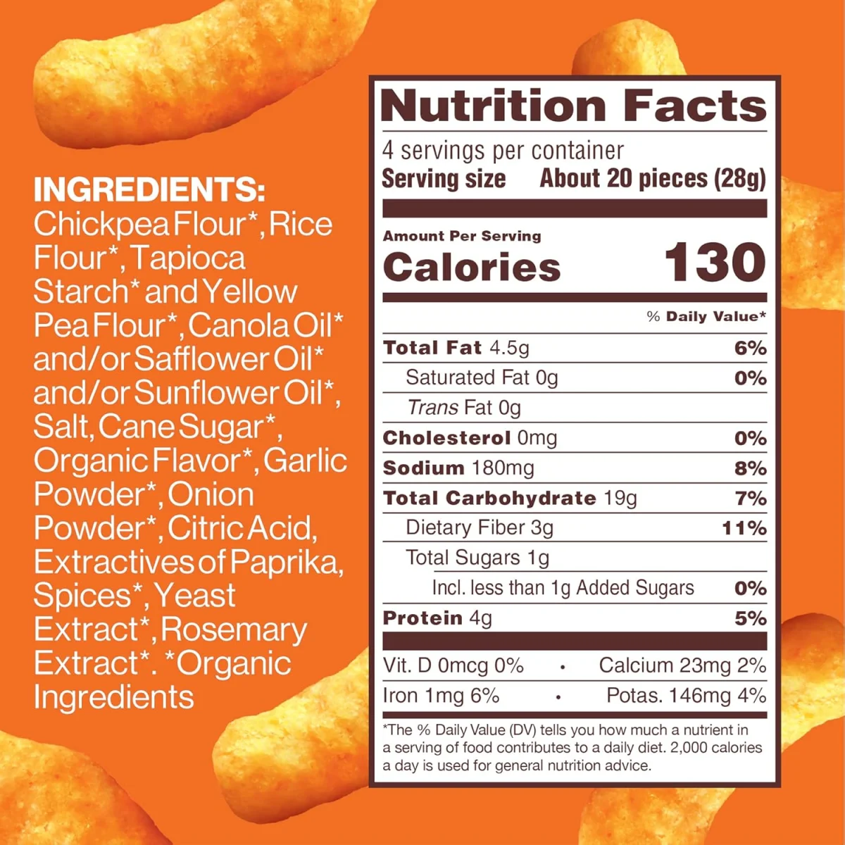 Hippeas Gluten Free Chickpea Puffs, Cheezy Vibes - 4 oz