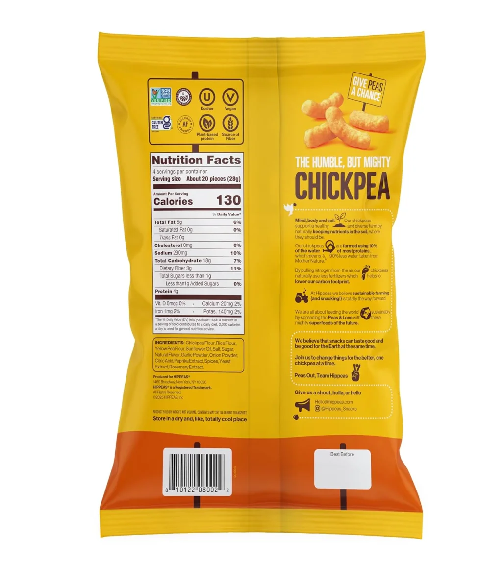 Hippeas Gluten Free Chickpea Puffs, Cheezy Vibes - 4 oz